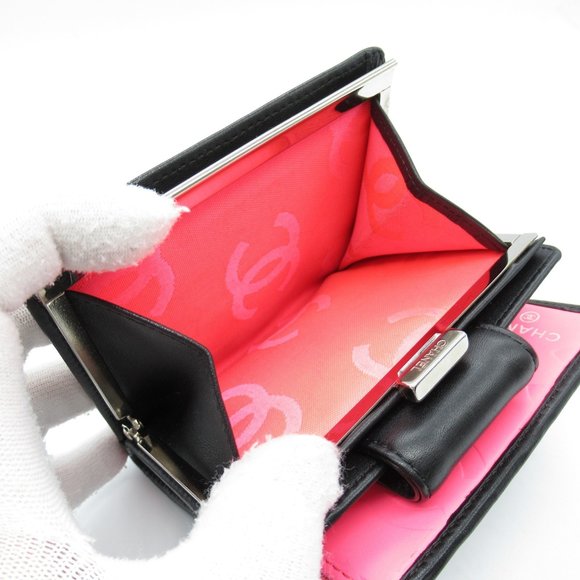 CHANEL Cambon Wallet Bi-fold Black White Leather - Picture 7 of 11